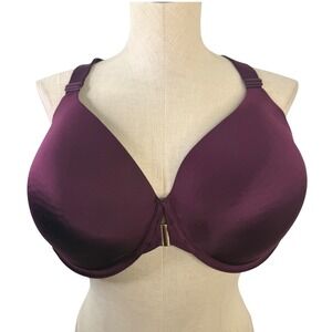 Catherines Plus Size 44DD Plunge Lined Underwire Bra 4096 Purple Lace Racerback